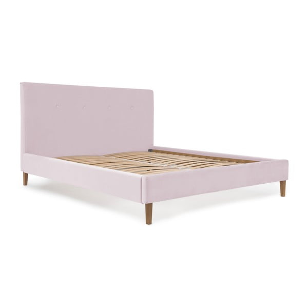 Różowe łóżko z naturalnymi nóżkami Vivonita Kent, 140 x 200 cm-image-4