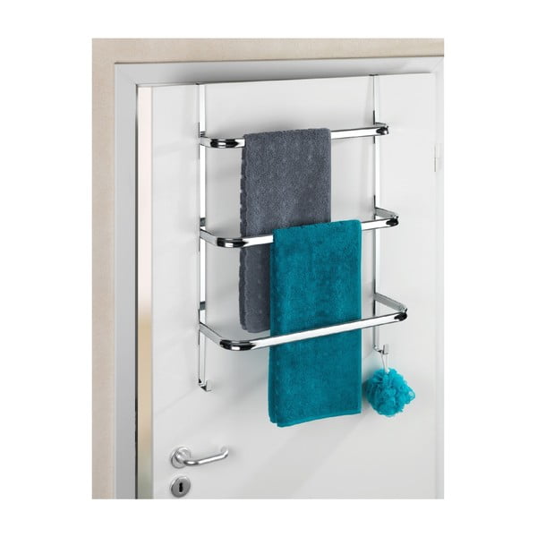 Srebrny wieszak na ręczniki Wenko Towel Holder Chrome, 21x54 cm-image-4