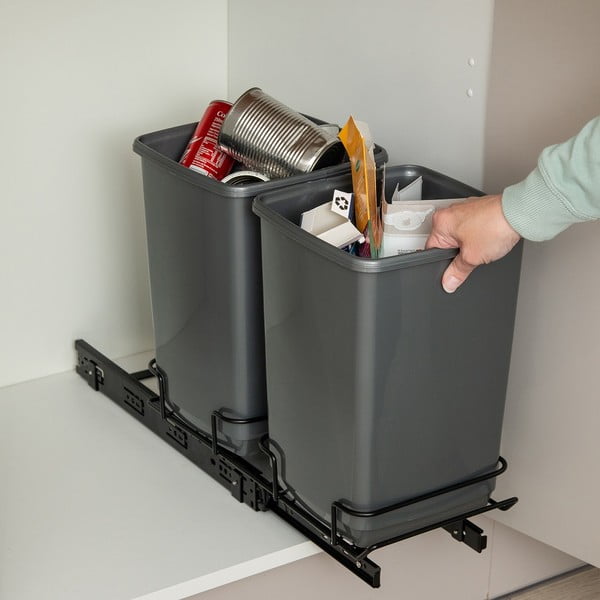Zestaw 2 szarych koszy na śmieci Addis In-Cupboard Bin, 10 l-image-1