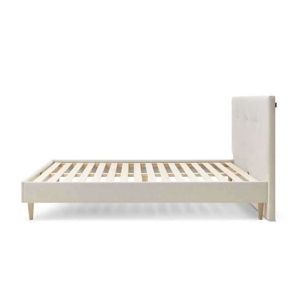 Beżowe tapicerowane łóżko dwuosobowe ze stelażem 160x200 cm Tory – Bobochic Paris-image-2