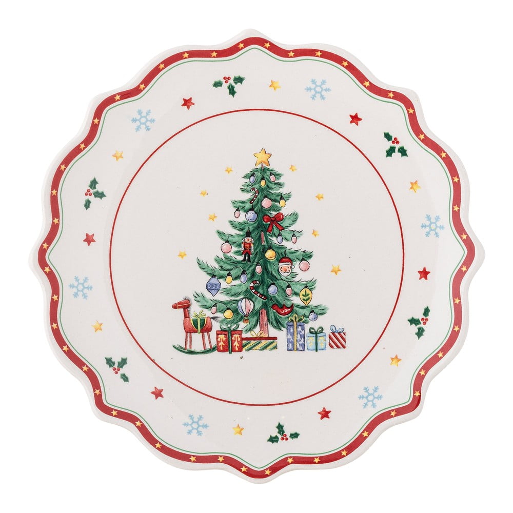 Kremowy ceramiczny talerz ze świątecznym motywem deserowy ø 17 cm Naive – Bloomingville