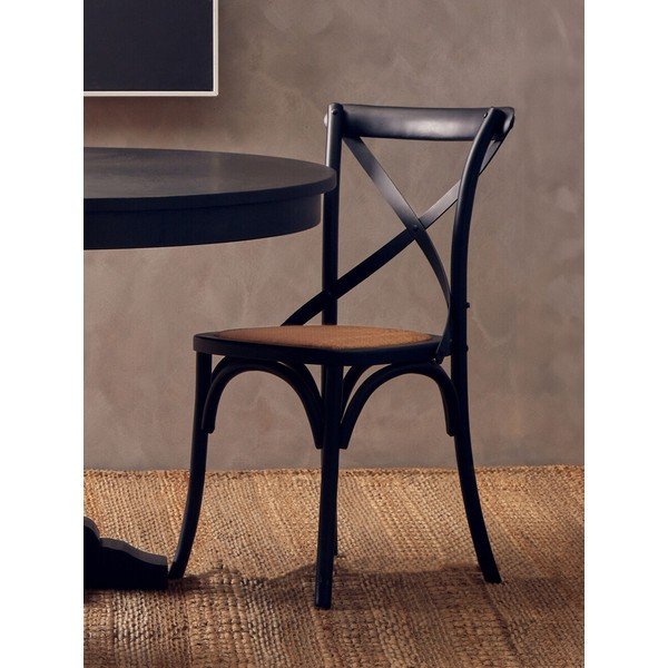 Czarne krzesło z litego drewna dębowego Lyon – Premier Housewares-image-4