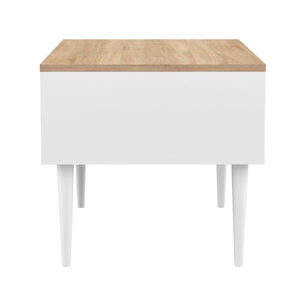 Biały stolik z blatem w dekorze dębu 80x47 cm Horizon – TemaHome -image-2