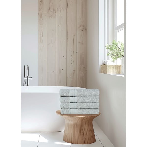 Jasnoszare bawełniane ręczniki frotte zestaw 4 szt. 50x100 cm – Good Morning-image-3