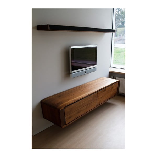 Półka ścienna pod TV z litego drewna dębowego Javorina Hang-image-1