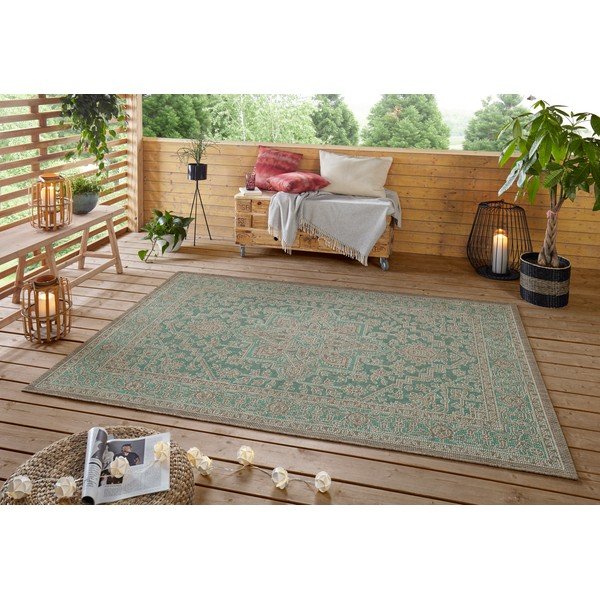 Zielono-beżowy dywan odpowiedni na zewnątrz NORTHRUGS Anjara, 160x230 cm-image-1
