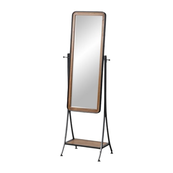 Lustro stojące z półką i drewnianą ramą 62x174 cm – Ixia