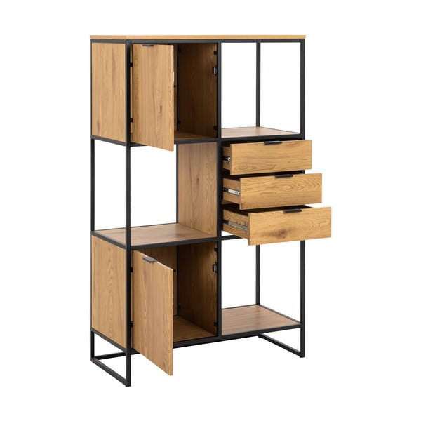 Czarny regał w dekorze dębu 85x141 cm Swindon – Actona-image-3