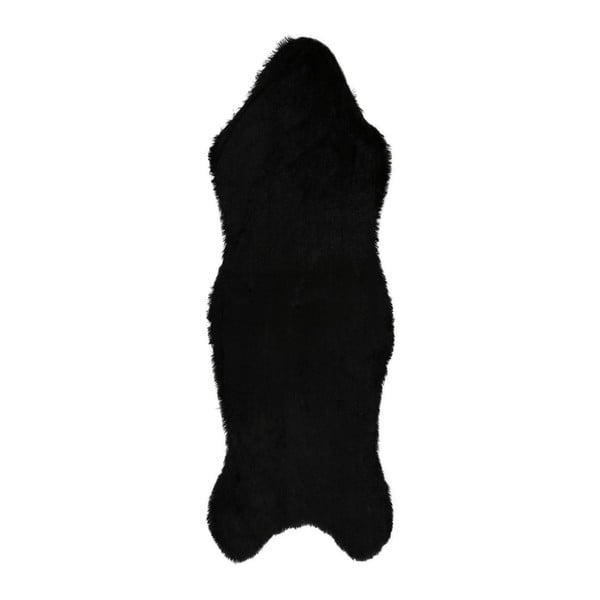Czarny chodnik ze sztucznej skóry Pelus Black, 75x200 cm