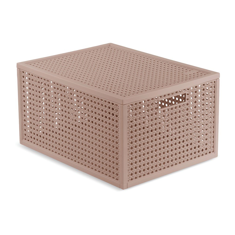 Szaroróżowy pojemnik z pokrywką z plastiku z recyklingu 30x38x21 cm Kaya – Curver