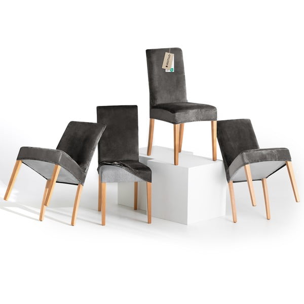 Szare elastyczne pokrowce na krzesło zestaw 4 szt. 48 cm Sento – Restilo