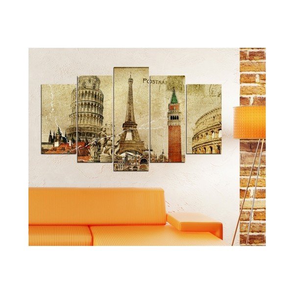 Obraz wieloczęściowy 3D Art Mauve Eiffel, 102x60 cm-image-1