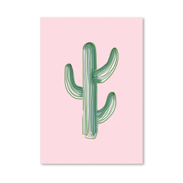 Plakat Americanflat Lonely Cactus On Pink, 30x42 cm