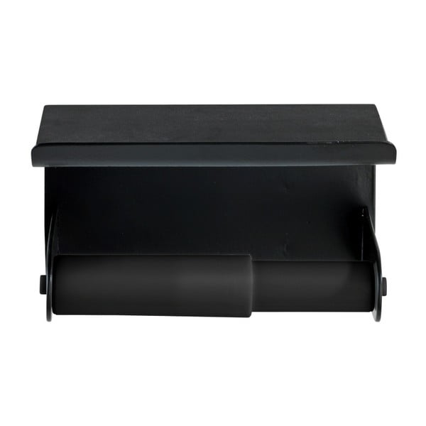 Czarny ścienny uchwyt na papier toaletowy z podkładką na telefon komórkowy Wenko Classic Plus-image-2