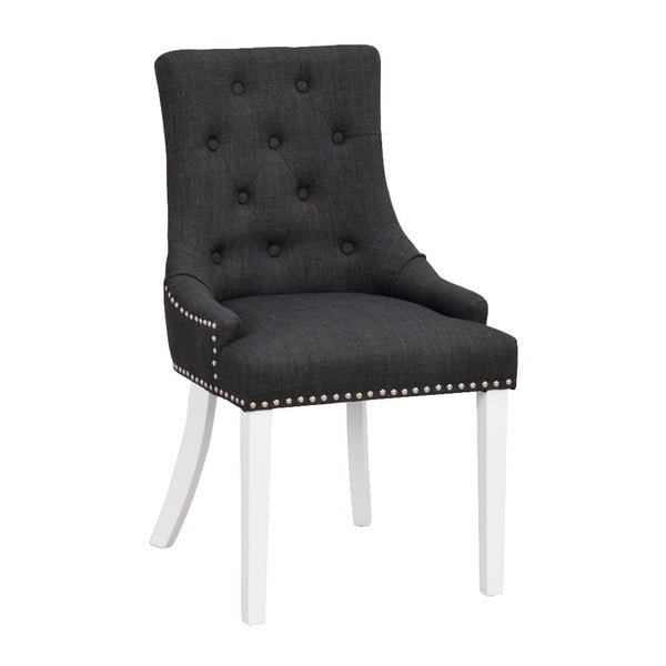 Czarne tapicerowane krzesło do jadalni z białymi nogami Rowico Vicky