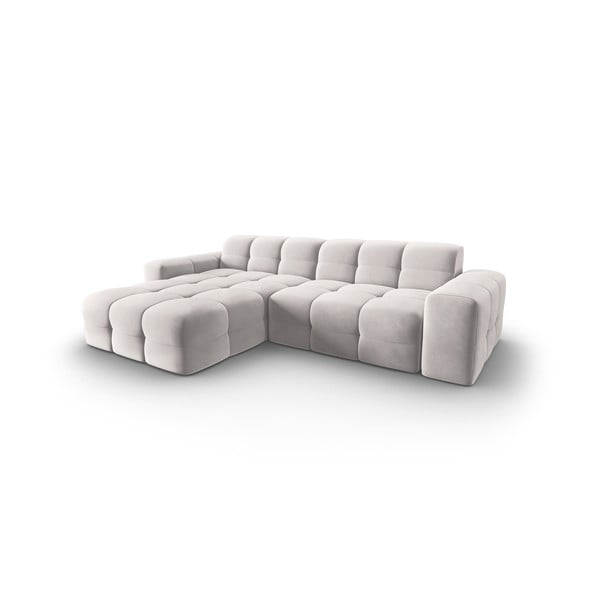 Jasnoszary aksamitny narożnik (lewostronny) Kendal – Micadoni Home-image-3