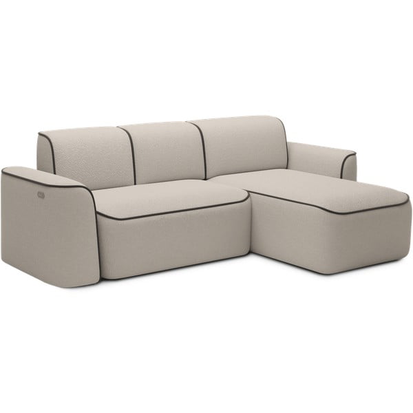 Beżowy narożnik z materiału bouclé (prawostronny/z szezlongiem) Ume – ELTAP-image-2