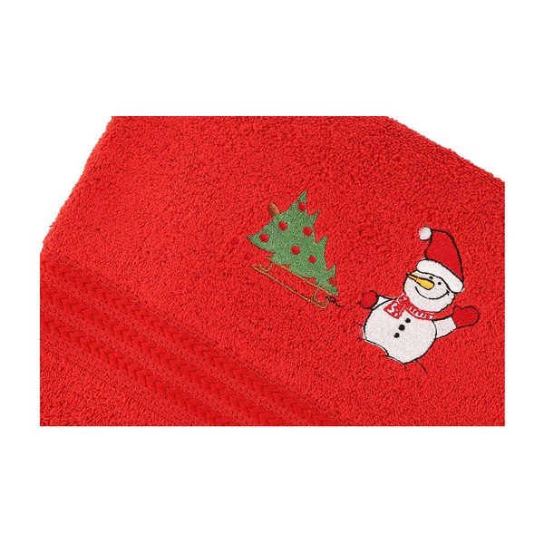 Zestaw 3 czerwonych świątecznych ręczników Snowy-image-1