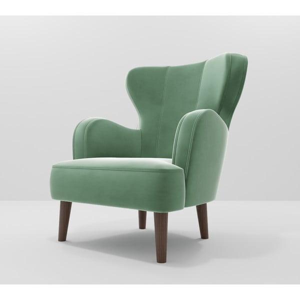 Zielony aksamitny fotel Lento – Ropez