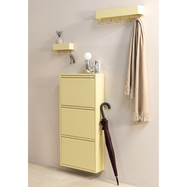 Jasnożółta stalowa uchylna/wisząca szafka na buty 50x103x15 cm Billy – Spinder Design-image-3