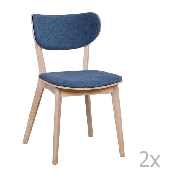 Zestaw 2 niebieskich krzeseł z drewna dębowego Folke Cato
