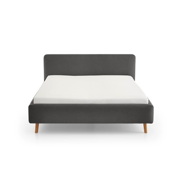 Ciemnoszare tapicerowane łóżko jednoosobowe bez stelaża 120x200 cm Mattis – Meise Möbel-image-4