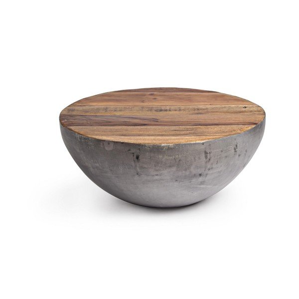 Szaro-naturalny metalowy okrągły stolik ø 70 cm Lancaster – Bizzotto