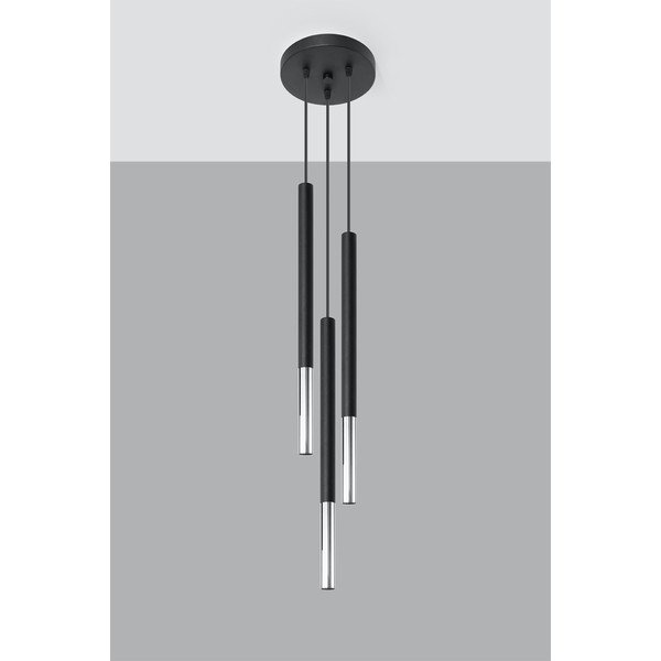 Metalowa lampa wisząca w czarno-srebrnym kolorze ø 20 cm Asarot – Sollux-image-3