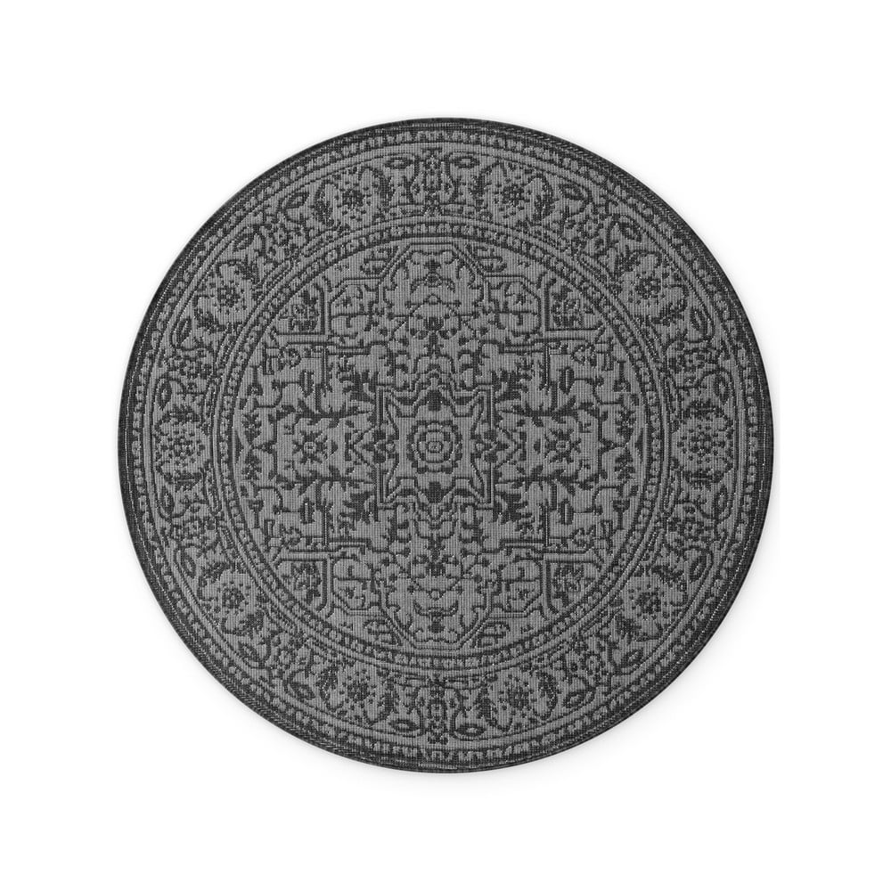 Czarno-biały okrągły dywan odpowiedni na zewnątrz ø 160 cm Duet Kona – NORTHRUGS