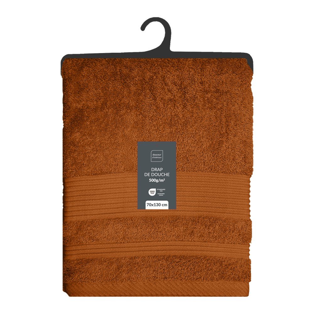 Bawełniany ręcznik kąpielowy frotte w kolorze terakoty 70x130 cm Tendresse – douceur d'intérieur (zdjęcie 5)
