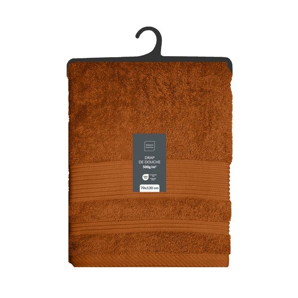 Bawełniany ręcznik kąpielowy frotte w kolorze terakoty 70x130 cm Tendresse – douceur d'intérieur-image-4