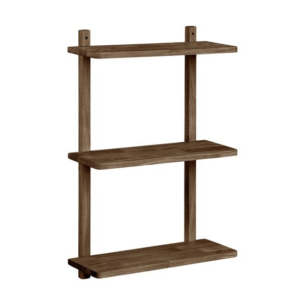 Ciemnobrązowa wielopoziomowa półka z litego drewna dębowego 50 cm Townsville – House Nordic