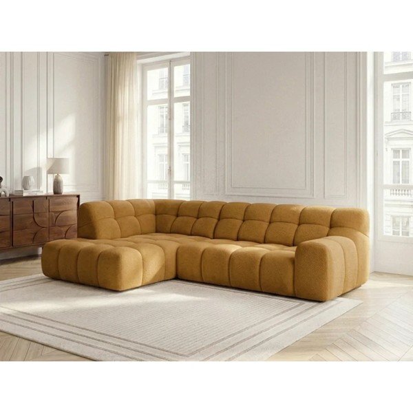 Żółty rozkładany/z elektryczną regulacją siedziska narożnik (lewostronny/w kształcie litery L) Andre – Bobochic Paris-image-4