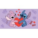 Fioletowy bawełniany ręcznik dziecięcy 70x140 cm Lilo and Stitch "Kiss" – Jerry Fabrics