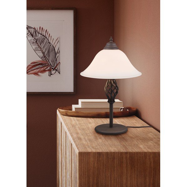 Ciemnobrązowa lampa stołowa ze szklanym kloszem (wysokość 50 cm) Rustica – Trio-image-1