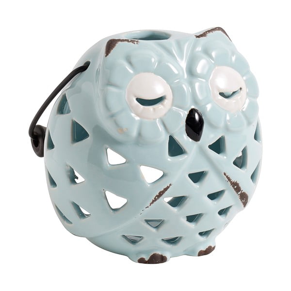 Świecznik ceramiczny Owl, błękitny