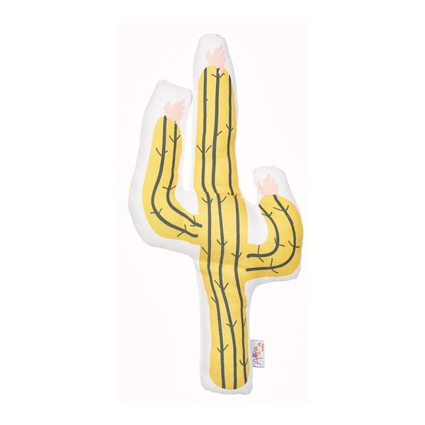 Żółta poduszka dziecięca z domieszką bawełny Mike & Co. NEW YORK Pillow Toy Cactus, 41x21 cm