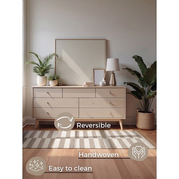 Biały/szary wełniany dywan dwustronny/tkany ręcznie 80x150 cm Vika – Hanse Home-image-4