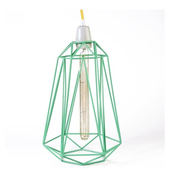 Miętowa lampa wisząca z żółtym kablem Filament Style Diamond #5
