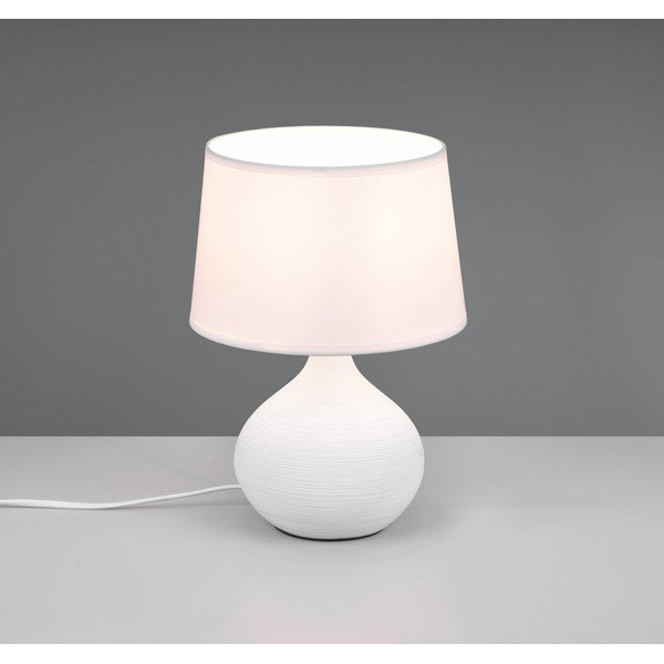 Biała lampa stołowa z ceramiki i tkaniny Reality Martin, wys. 29 cm-image-1