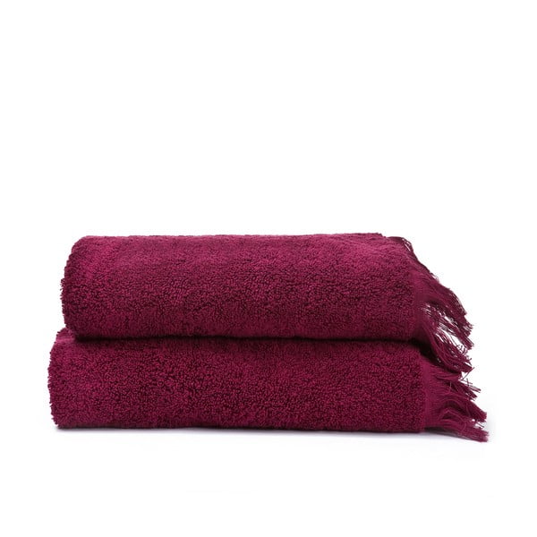 Komplet 2 bordowych ręczników bawełnianych Casa Di Bassi Face, 50x90 cm