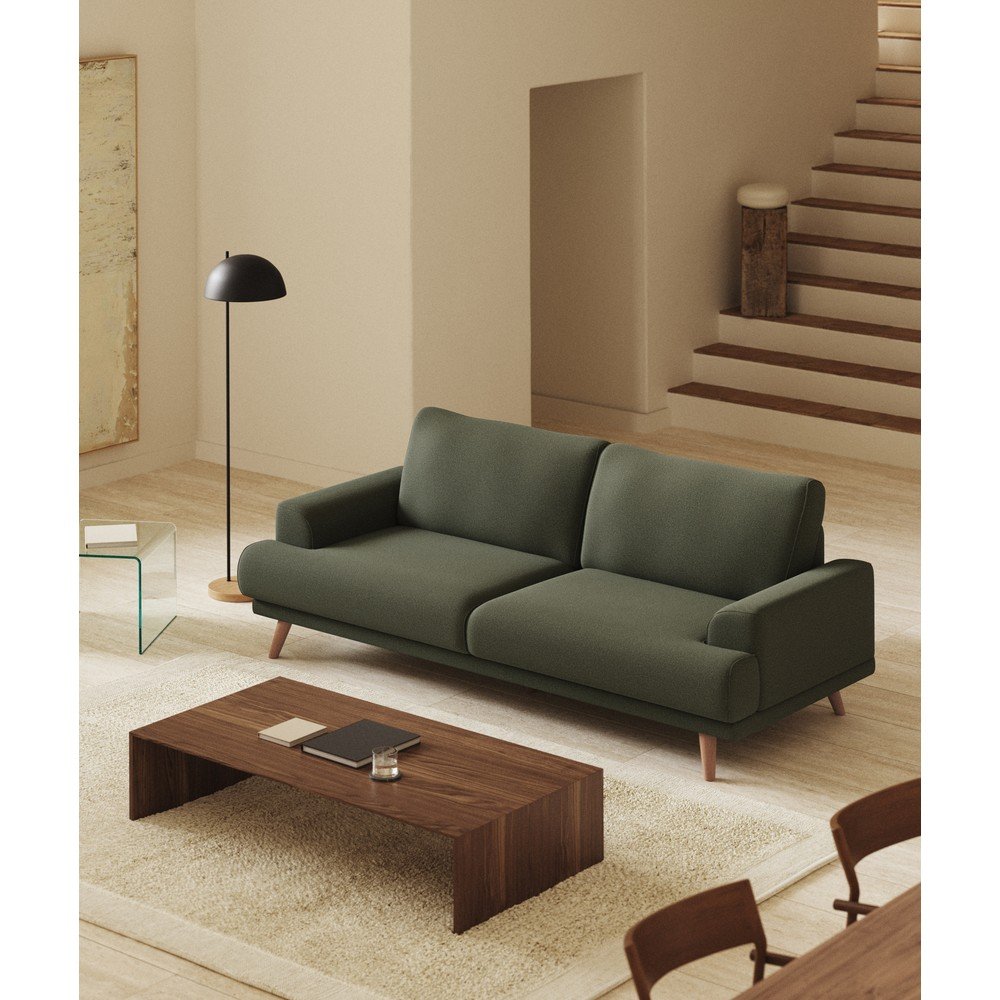 Ciemnozielona sofa z tkaniny szenilowej 211 cm Karin – Kave Home (zdjęcie 2)