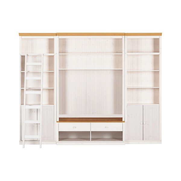 Biały zestaw pod TV z litego drewna sosnowego 288x223 cm Anita – Støraa