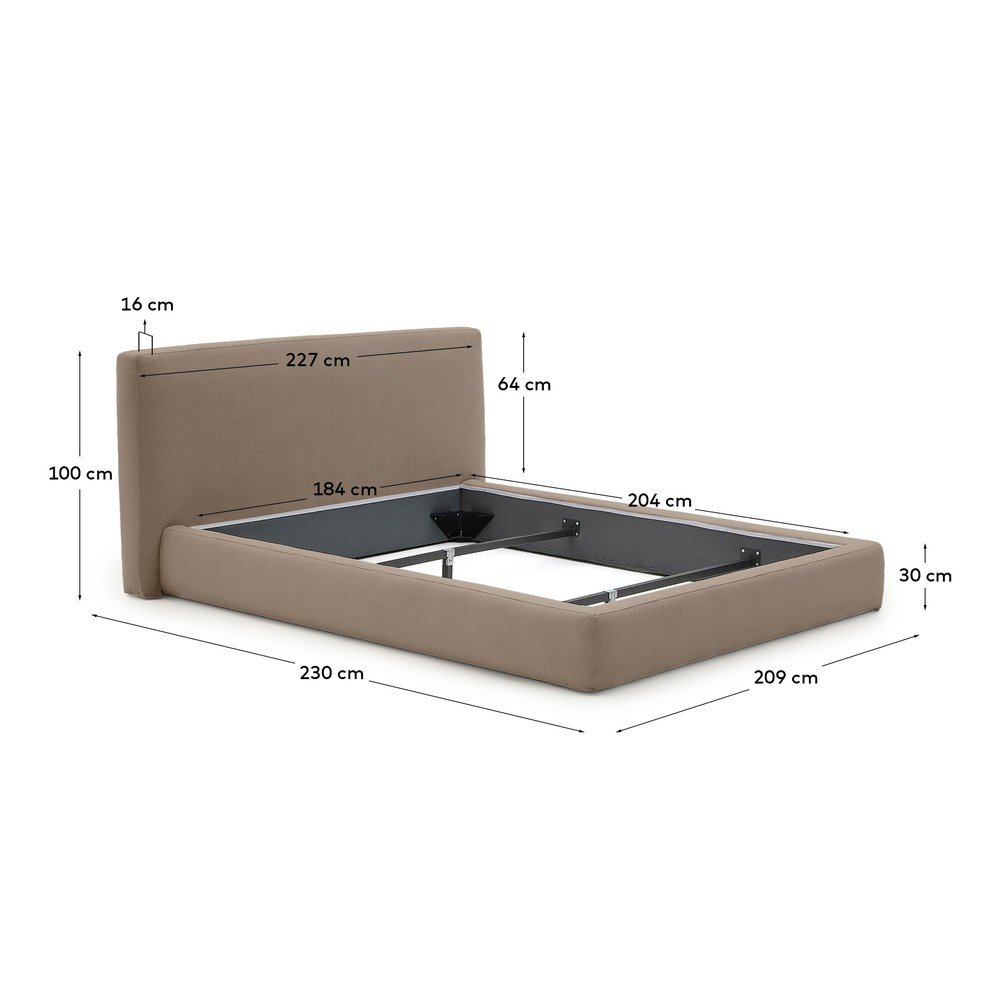 Ceglaste tapicerowane łóżko dwuosobowe bez stelaża 180x200 cm Blok – Kave Home (zdjęcie 8)