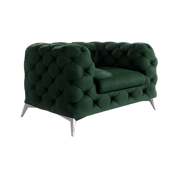 Ciemnozielony aksamitny fotel Chelsea – Ropez