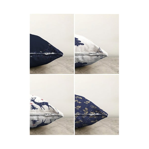 Poszewki na poduszki ze świątecznym motywem zestaw 4 szt. 43x43 cm Blue Christmas – Mila Home-image-2