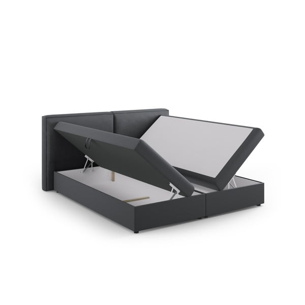 Ciemnoszare łóżko boxspring ze schowkiem 160x200 cm Arendal – Cosmopolitan Design-image-3