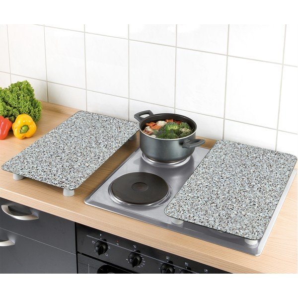 Zestaw 2 szklanych płyt ochronnych na kuchenkę Wenko Granite, 52x30 cm-image-2