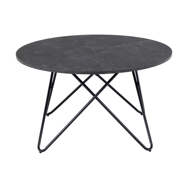Czarny okrągły stolik z blatem w dekorze marmuru ø 80 cm Wyre – Actona-image-4