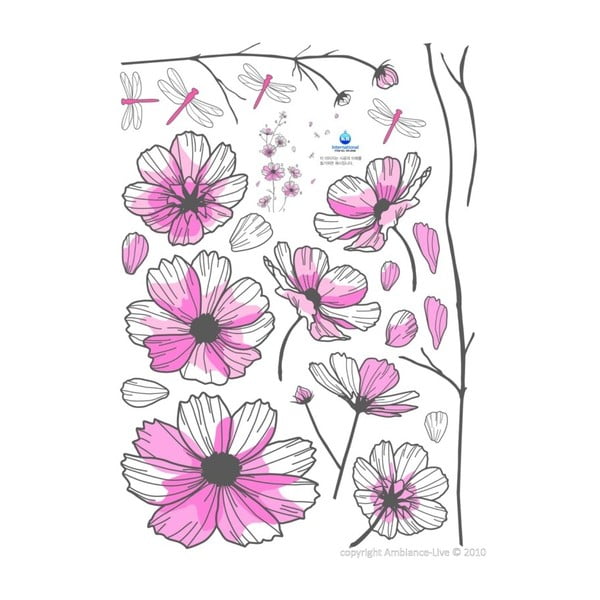 Naklejka Flowers and Dragonfly-image-2